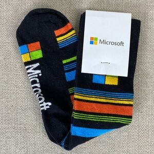 Microsoft Novelty Black Socks with Colorful Stripes